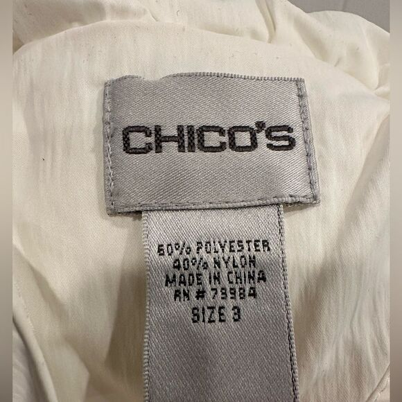 Chico's White Trench Coat with Collared Neckline and Relaxed Fit XL - Picture 5 of 5